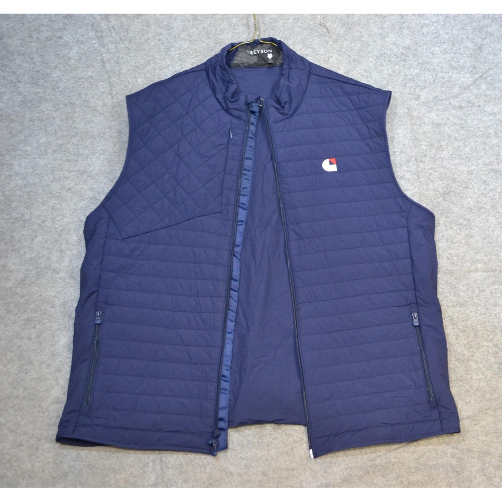 Greyson Vest Mens 2XL Navy Quilted Golf Full Zip Pockets Mock Neck Lightweight